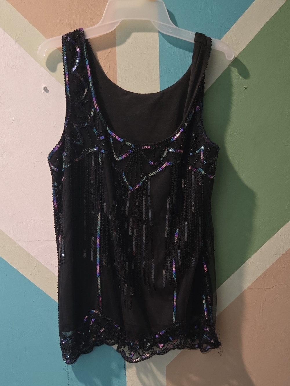 Black Sequin Tank Top - Elegant Sparkle Sleeveless Top